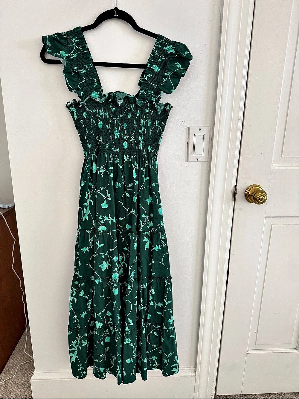 Hill House Home The Ellie Nap Dress Floral Maxi Dress Green & Black XS
